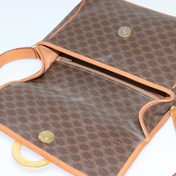 CELINE Macadam Canvas Shoulder Bag PVC Leather Brown Gold - Picture 8 of 15